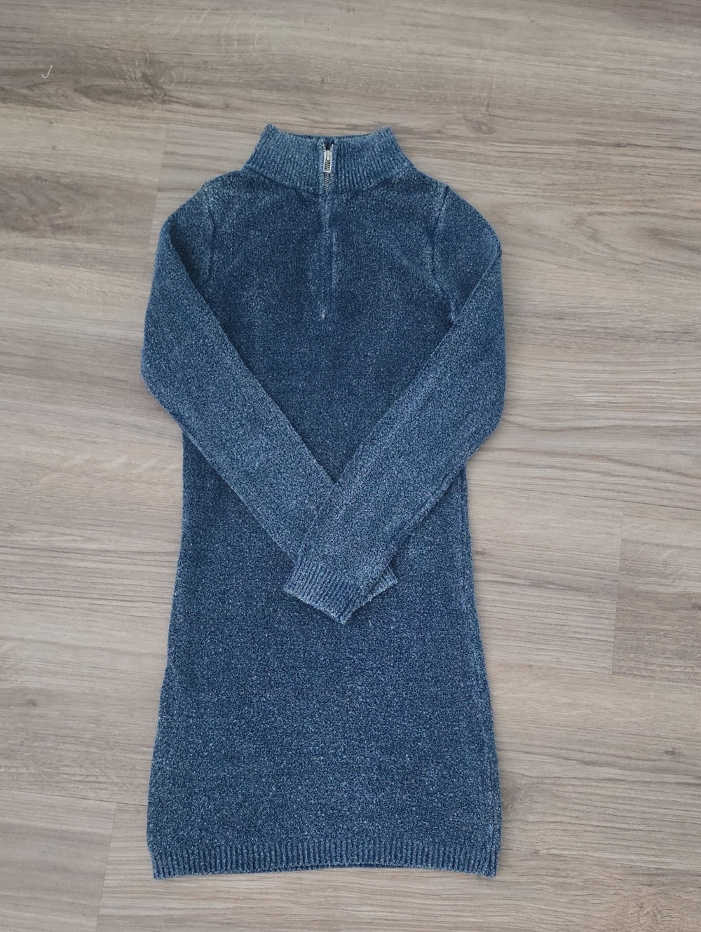 ZARA Acid Wash Knit Mini Dress In Denim Blue - Picture 10 of 12